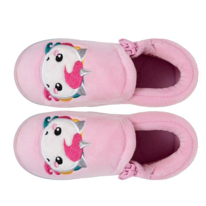 Pantuflas Isotoner con cremallera, fáciles de poner, buen soporte para el pie, suela antideslizante, color rosa para niña.