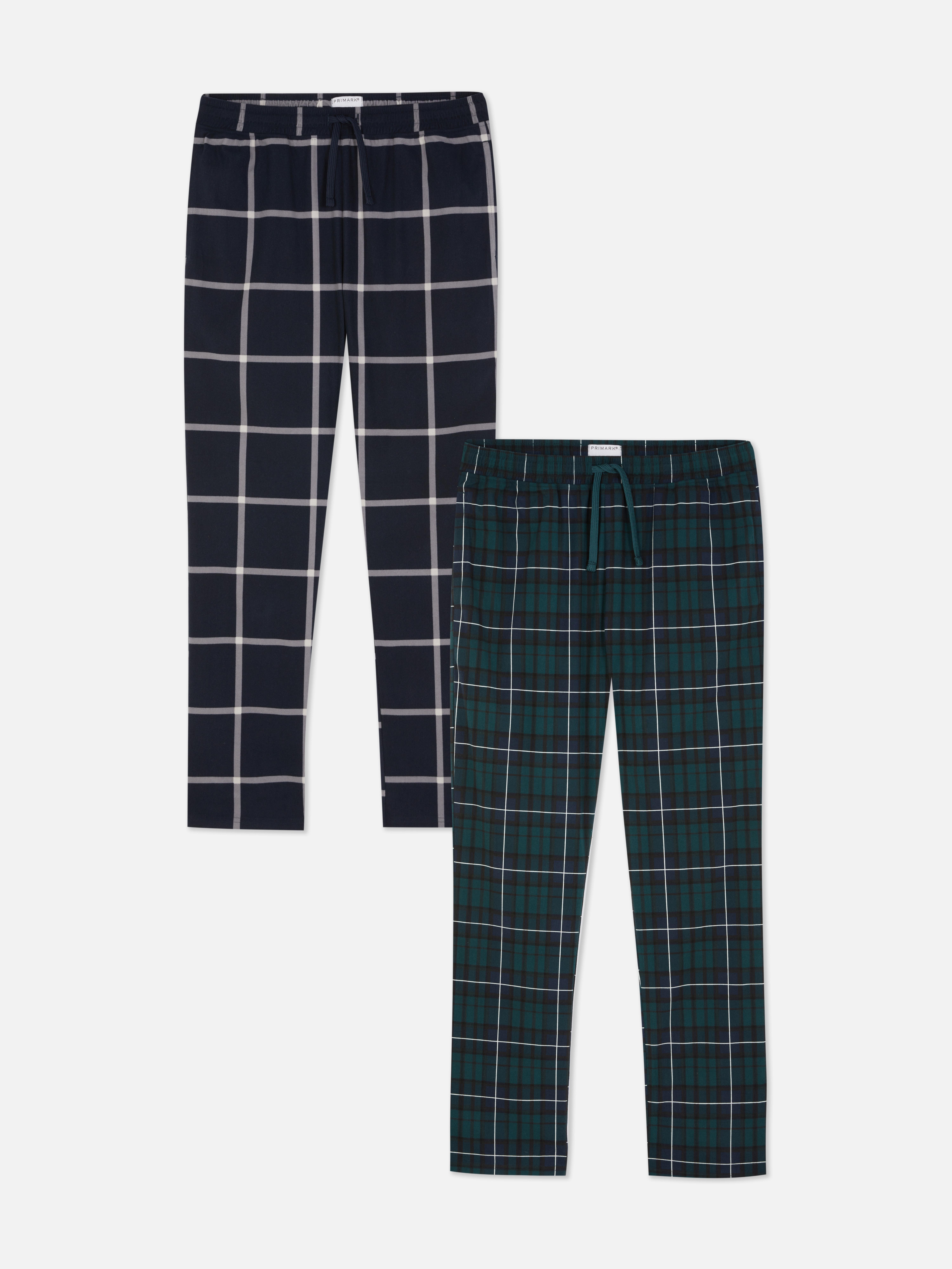 Pantaloni de pijama în carouri, set de 2 Două perechi de pantaloni de pijama cu model în carouri și talie cu șnur