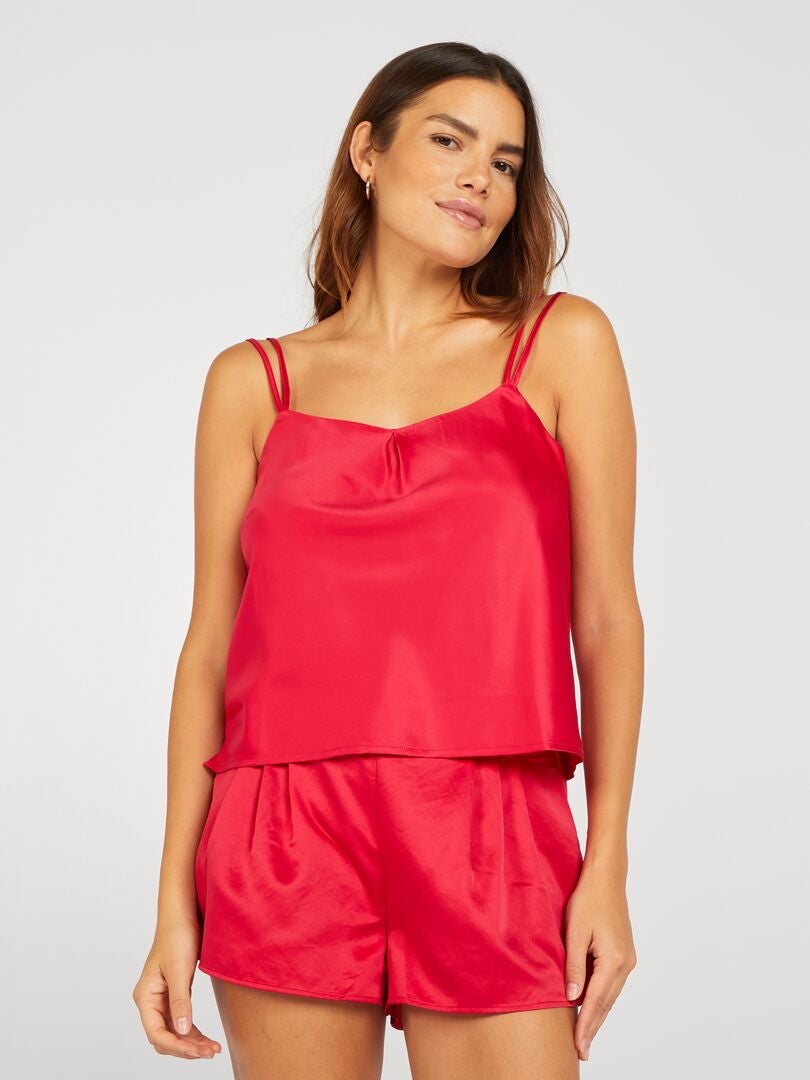 Satijnen pyjamashorts - ROOD