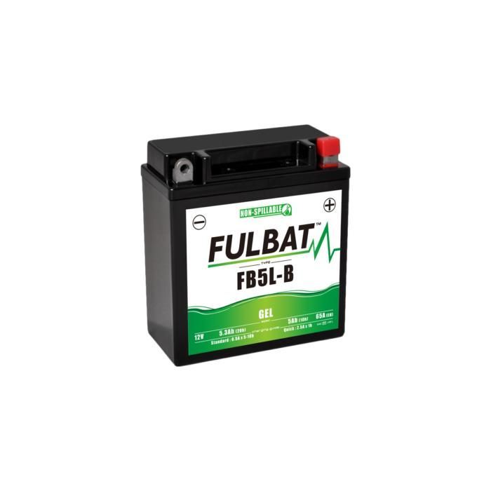 Batería para motocicleta FULBAT FB5L-B GEL / YB5L-B resistente al agua, 5.3AH, 65 amperios.