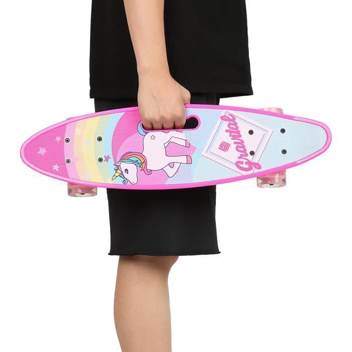 Skateboard completo KEDIA - Rosa - Per bambini, ragazzi e adulti - 4 ruote - 61*18*12 cm