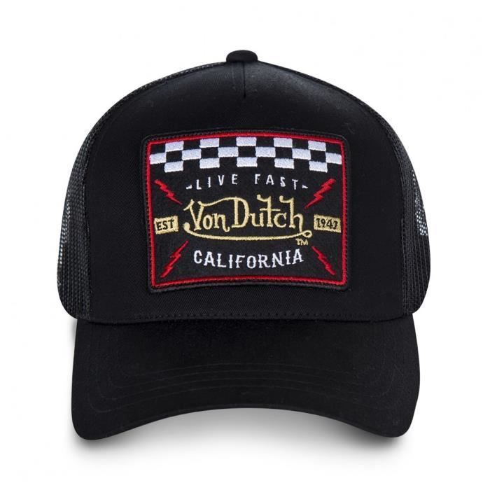Kids' Black Trucker Cap - VON DUTCH - Blacky - Rounded Brim - Von Dutchch Live Fast Patch - Snapback