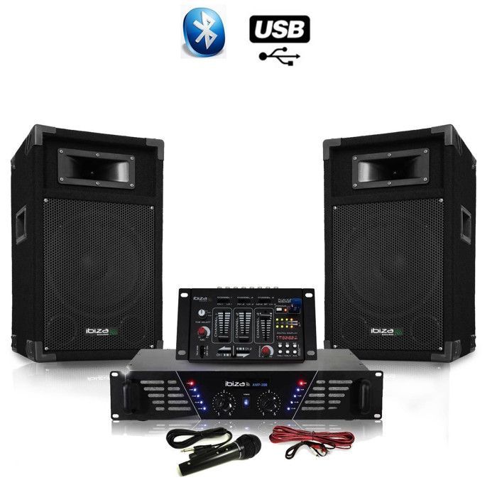 Sound pack DJ300-BT amplifier + HP 500W Mixer