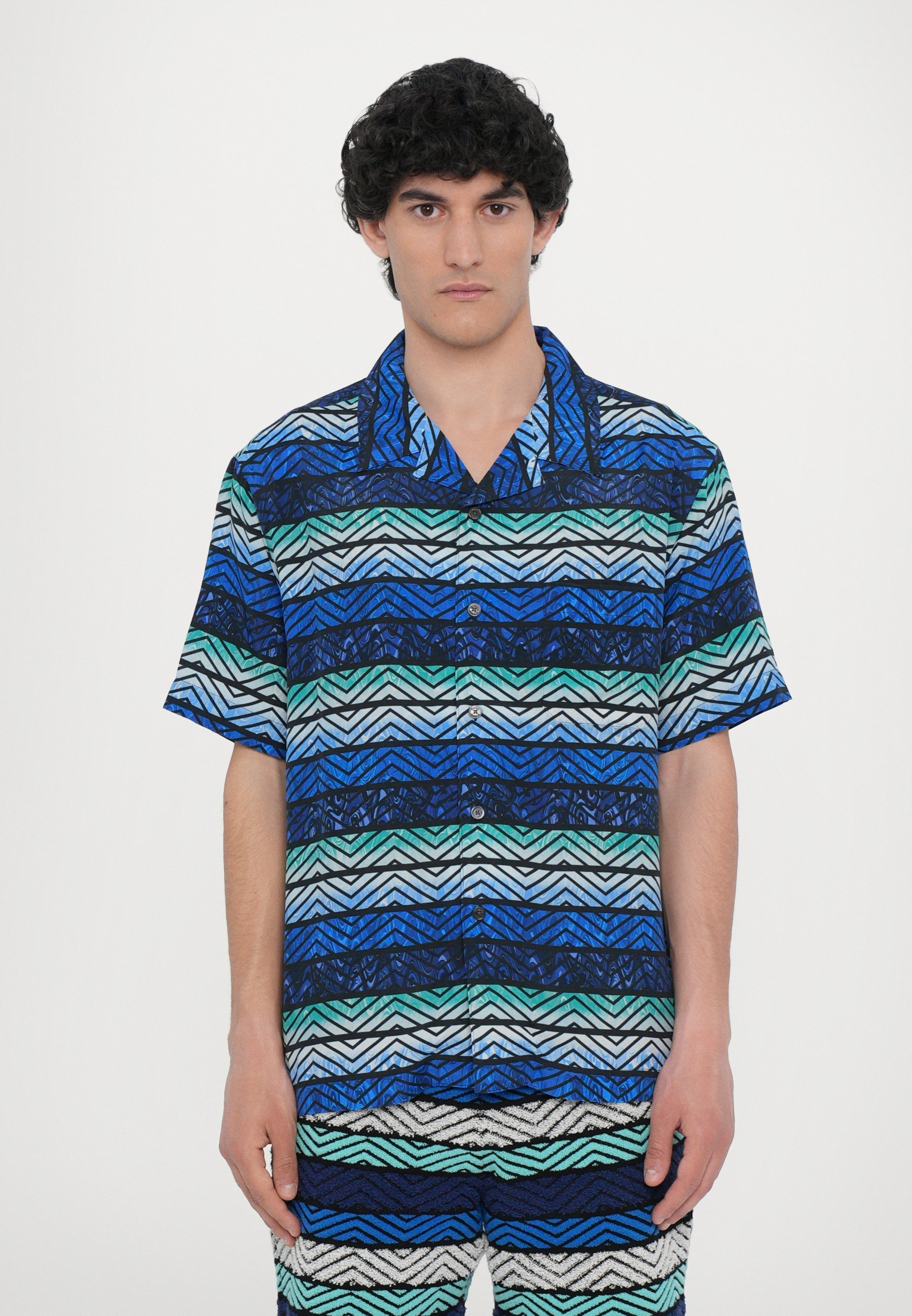 Chemise à manches courtes Missoni - tons bleus