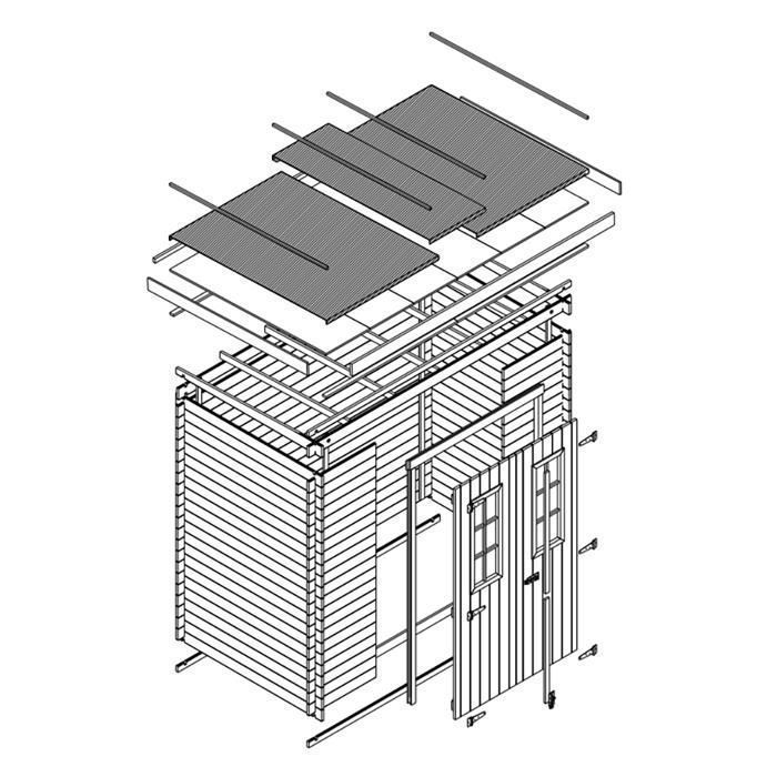Abri de jardin en bois - Stockage extérieur l239xL142xH200cm/2.63 m2 - TIMBELA M310 C
