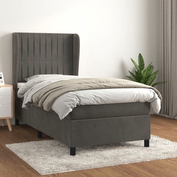 Lattenbodem en matras - Maison Exclusive - Donkergrijs fluweel - 90x200 cm - Maximale ontspanning