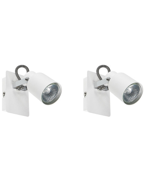 Zestaw 2 lamp ściennych metalowych biały