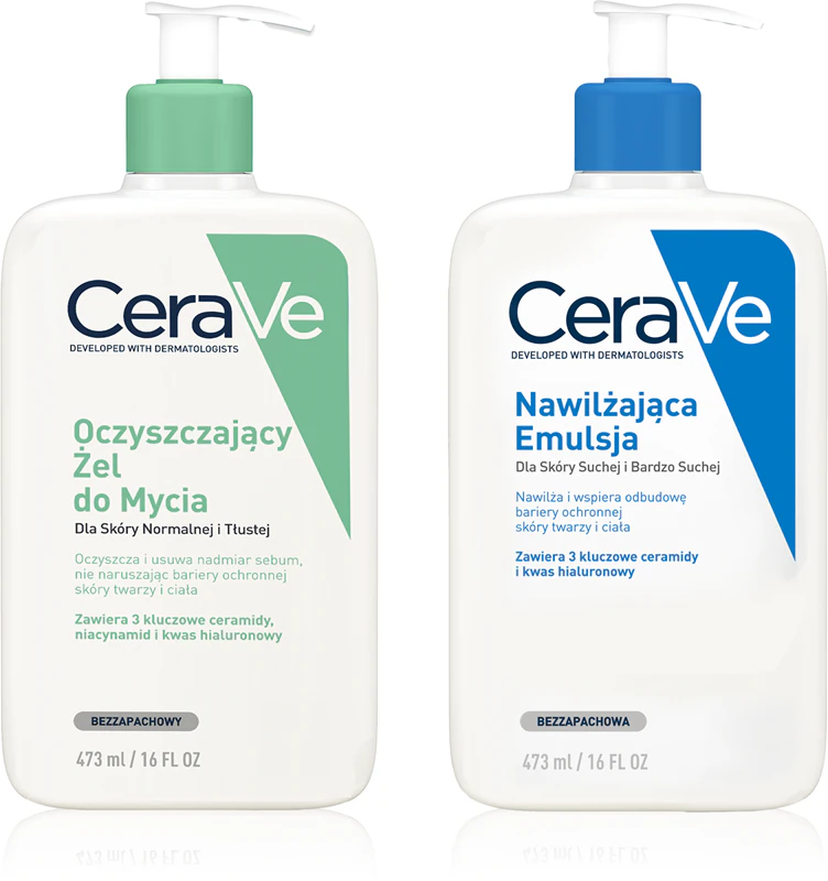 CeraVe Cuidados com a Pele: embalagem prática para rosto e corpo.