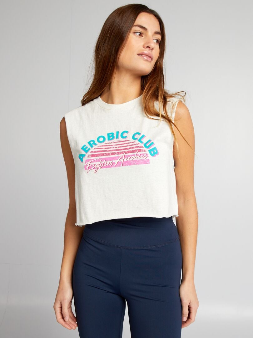 Camiseta esportiva cropped sem mangas - CINZA