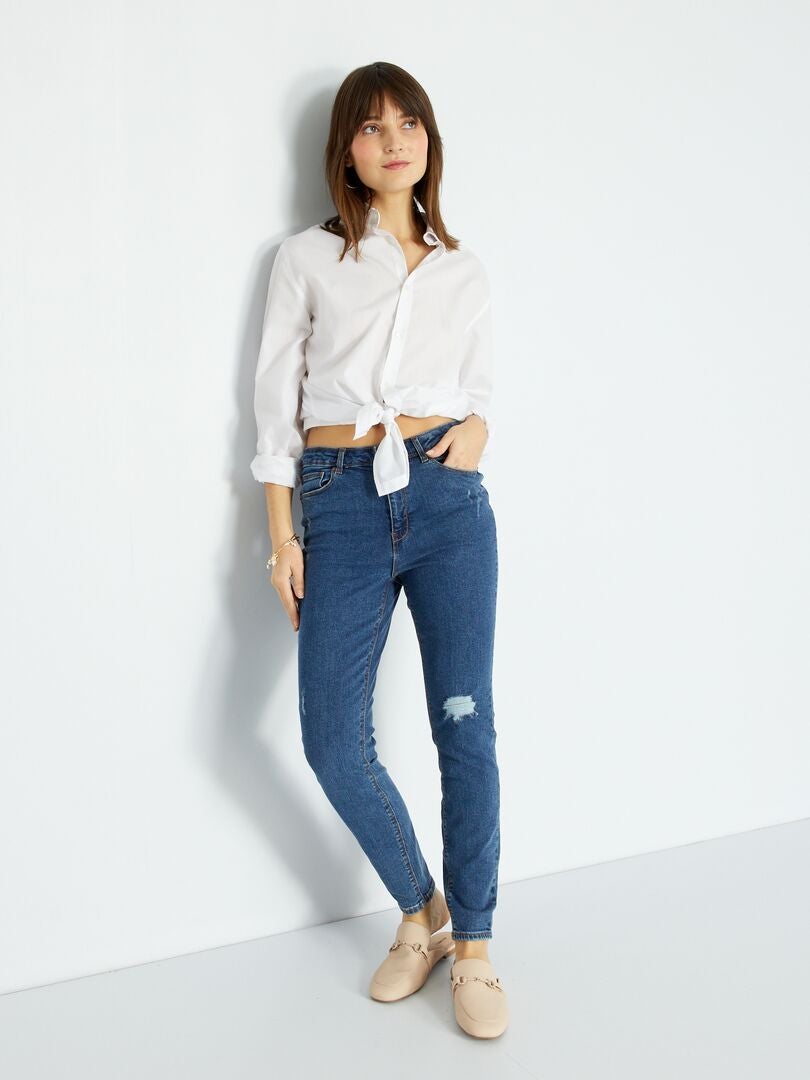 Calça jeans skinny / corte bem justo - AZUL