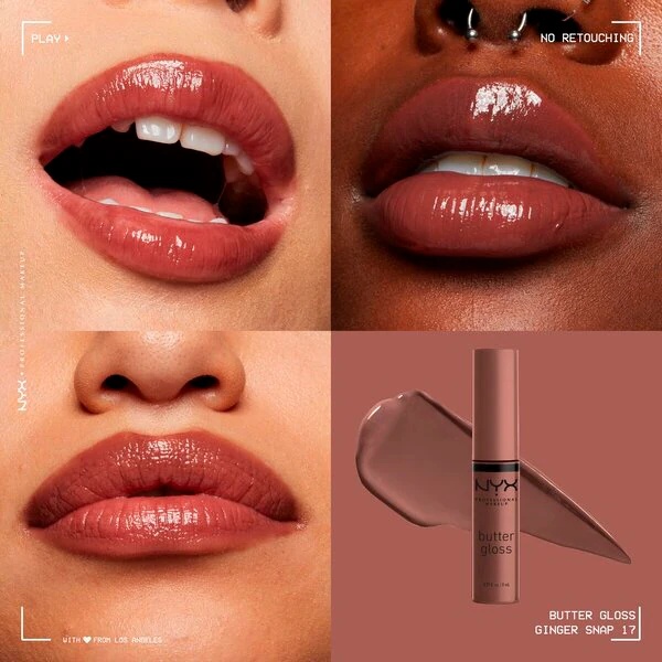 NYX Professional Makeup Butter Gloss lūpu spīdums 17 Ginger Snap 8ml