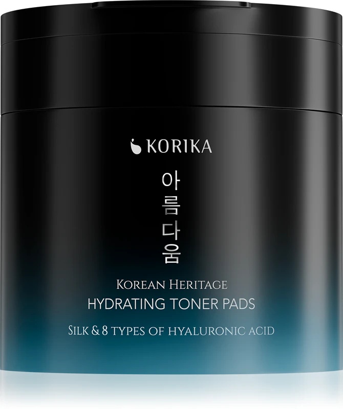 KORIKA Korejas mantojuma zīda un 8 hialuronskābes mitrinošie tonera spilventiņi
