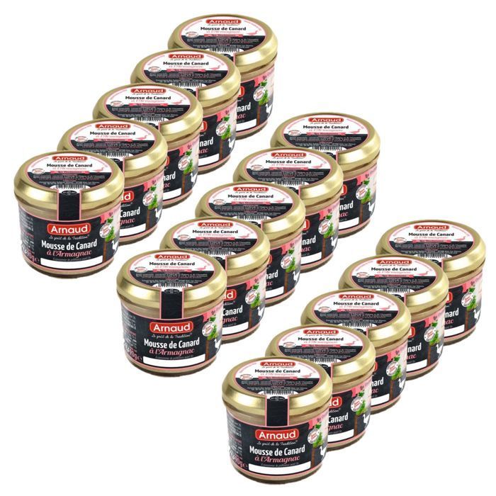 Arnaud - Set van 15 potjes eendenmousse met Armagnac - 90g