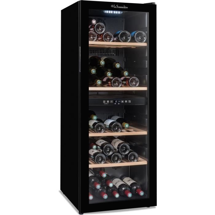 Serving wine cellar - LA SOMMELIERE - SLS90DZ - 91 bottles - Reversible glass door - Energy class G - 48 x 57.5 x 128.5 cm - Black