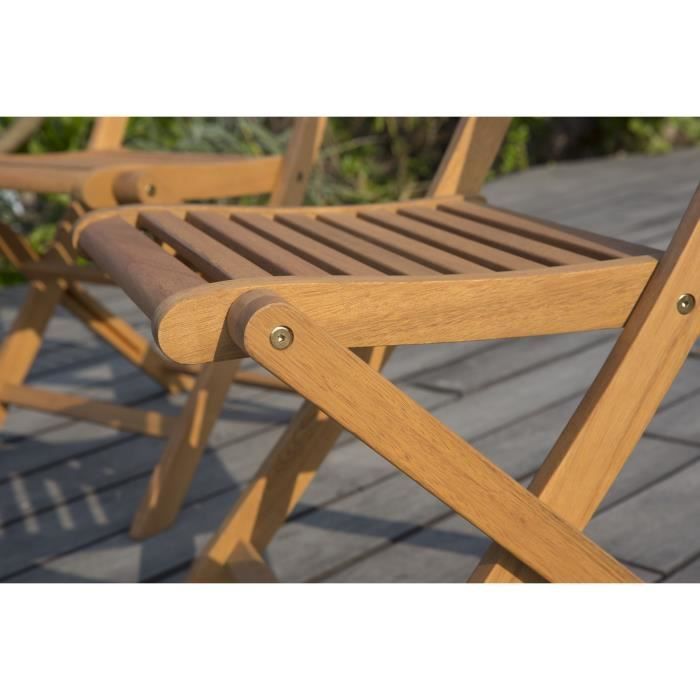Juego de 4 sillas plegables de jardín - EDEN - Madera de eucalipto con certificación FSC - 57,5 x 46,5 x 90 cm