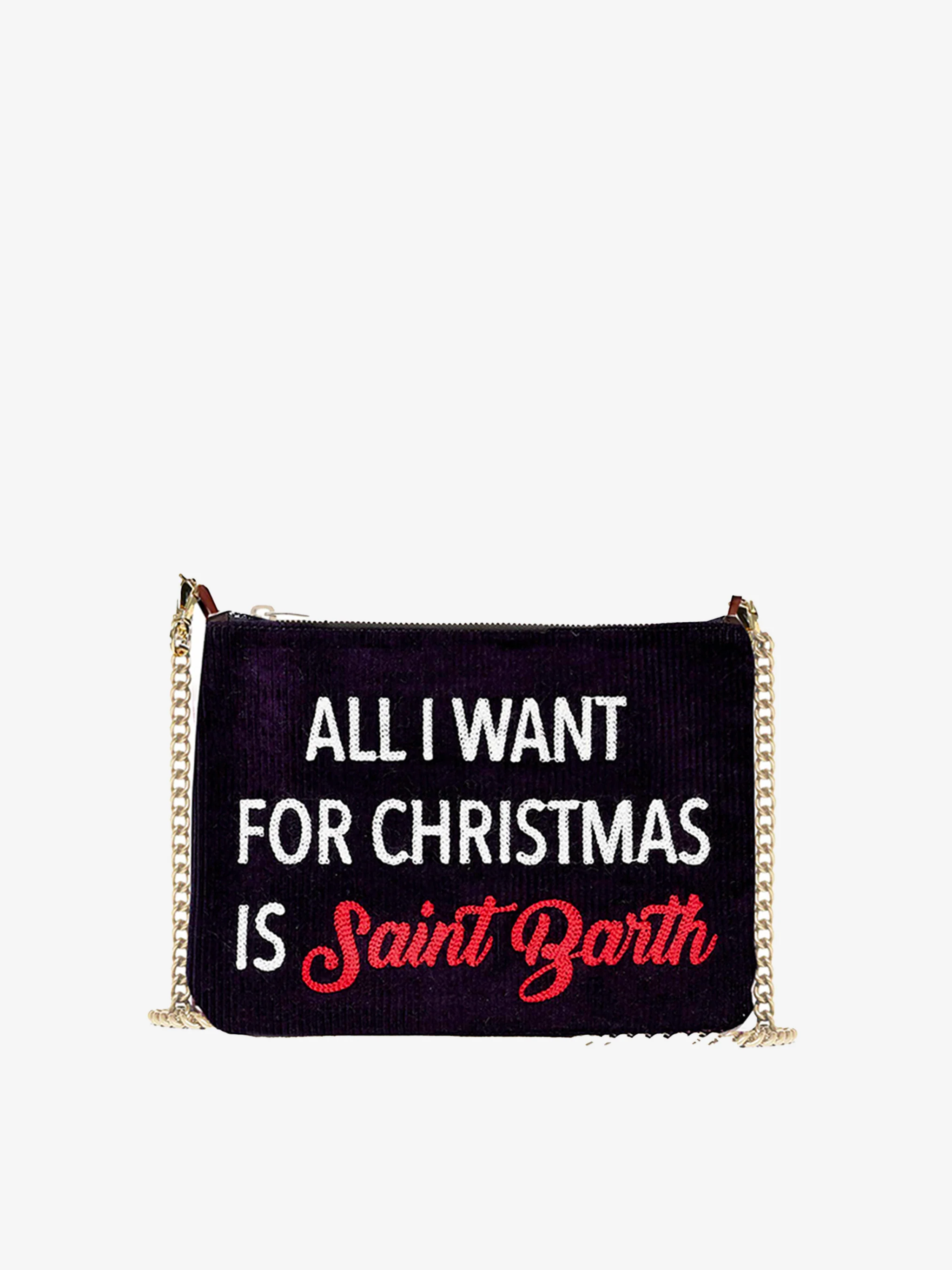 Pouch a tracolla Parisienne in velluto con ricamo All I want for Chris