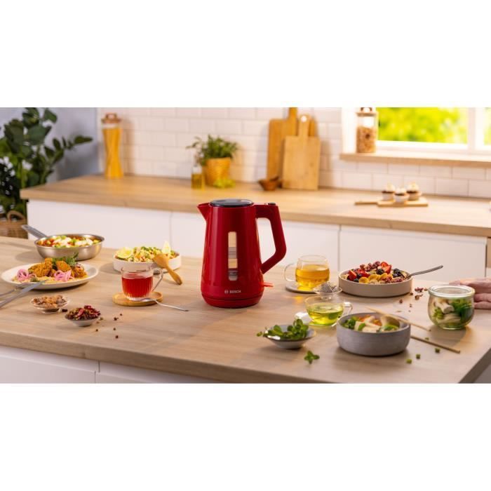 Bouilloire - BOSCH - TWK1M124 MyMoment - Rouge - capacité 1,7L - base 360° - filtre anti-calcaire