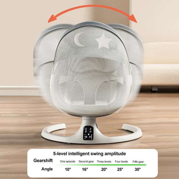 Elektrische 3-in-1-Babyschaukel – 5 Geschwindigkeitsstufen, Bluetooth, 3 Timer, Fernbedienung für Sicherheitsgurt – 0–12 Monate – Khaki