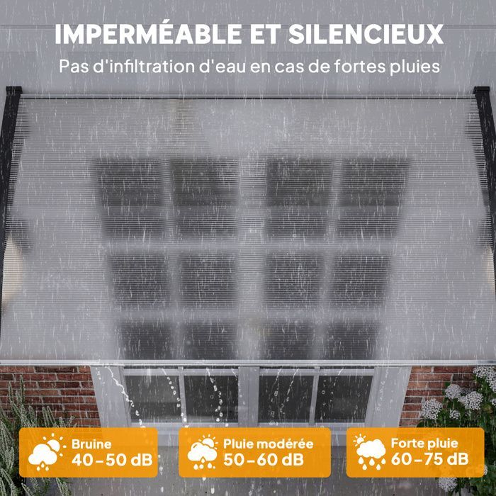 Front door canopy - Outsunny - polycarbonate awning roof - rain, snow, and UV protection - 0.9 x 1.5 m - transparent