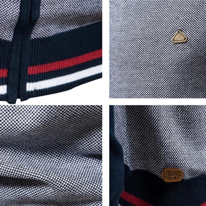 Men's Cardigan, Long Sleeve Knitted High Neck Sweater, Warm Autumn Winter Cardigan - Black