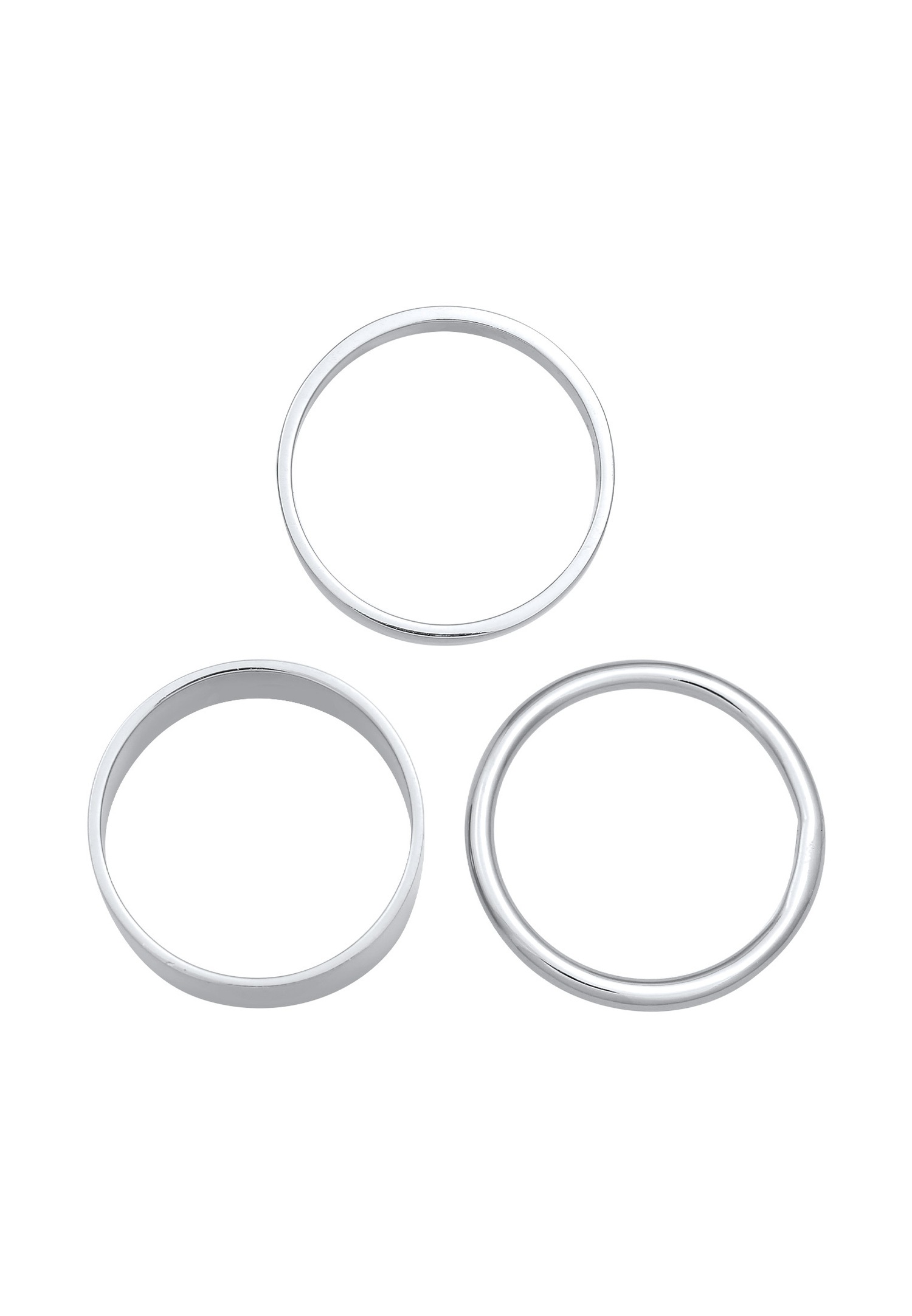 Elli Lot de 3 bagues pour dames en argent sterling 925 plaqué or, larges et étroites.