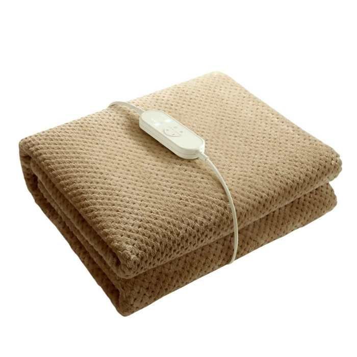 Couverture chauffante, 9 réglages de température, minuterie, lavable, protection contre la surchauffe, 150x80 cm, marron