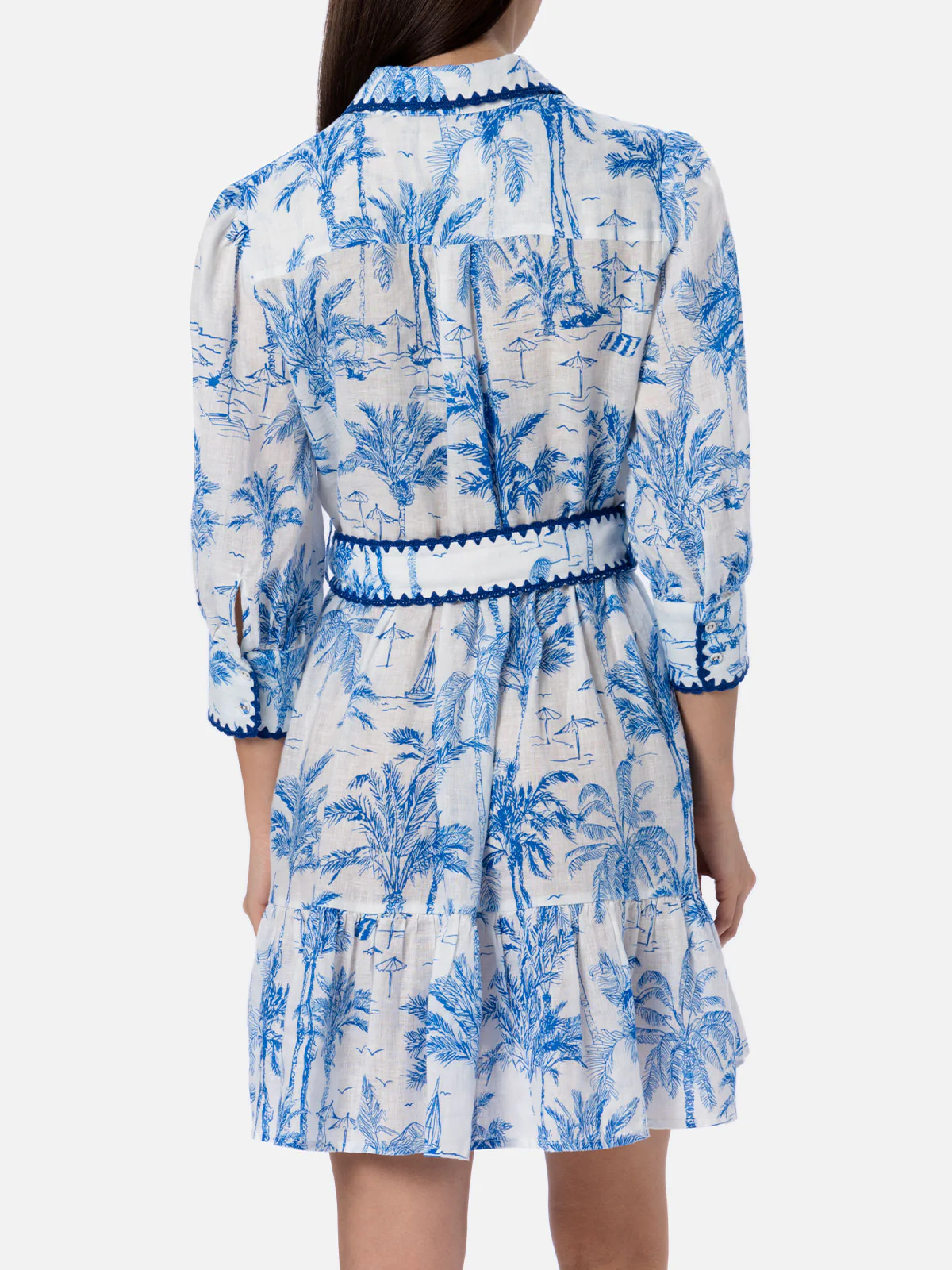 Damesjurk met korte blouse | Toile de Jouy-print | Rok met ruches | Verborgen zakken en elastische taille | 100% katoen | MC2 Saint Barth