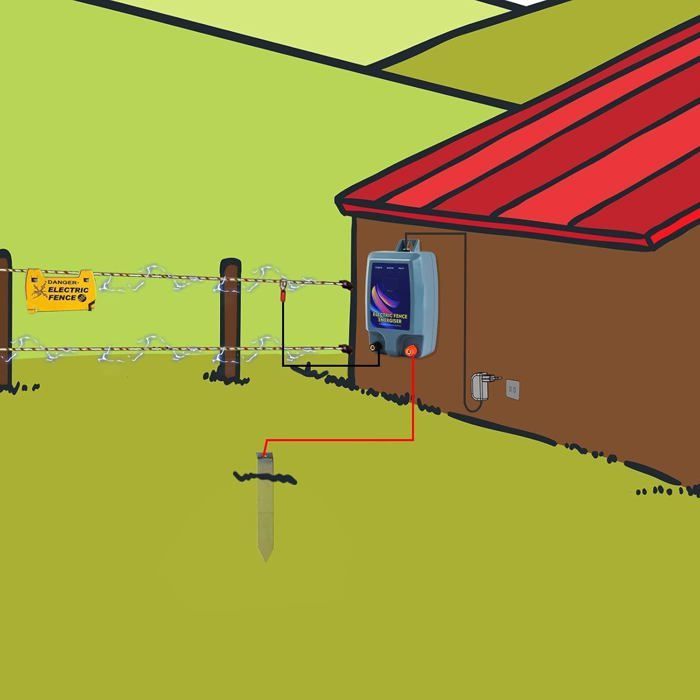 Alimentation pour clôture électrique avec clip de batterie et alarme, sécurité pour volailles, moutons et bétail, idéale pour
