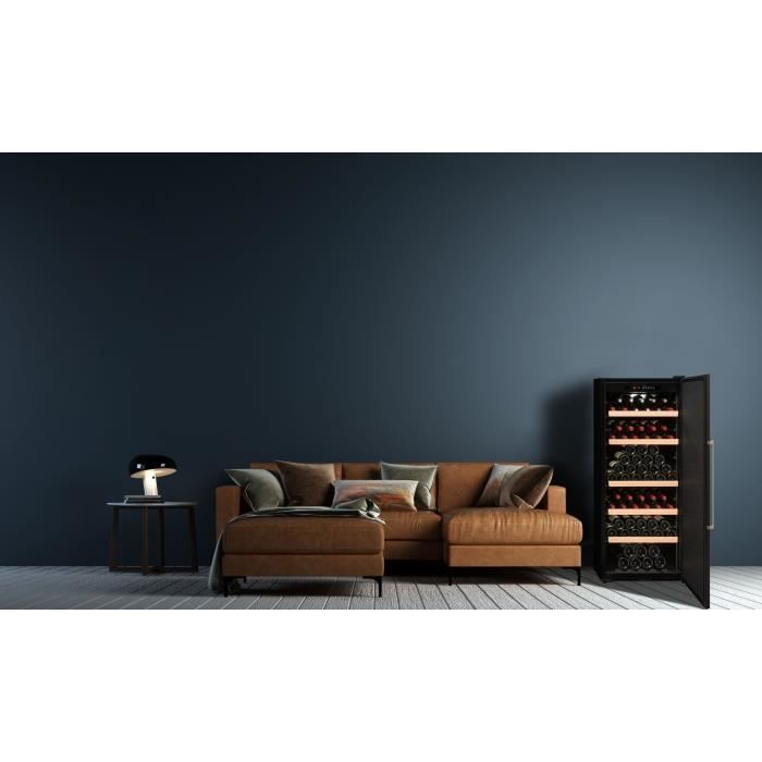 Cave à vin de vieillissement - LA SOMMELIERE - CTP177A - 165 bouteilles - Porte pleine - Classe F - 59,5 x 67,5 x 135,5 cm - Noir