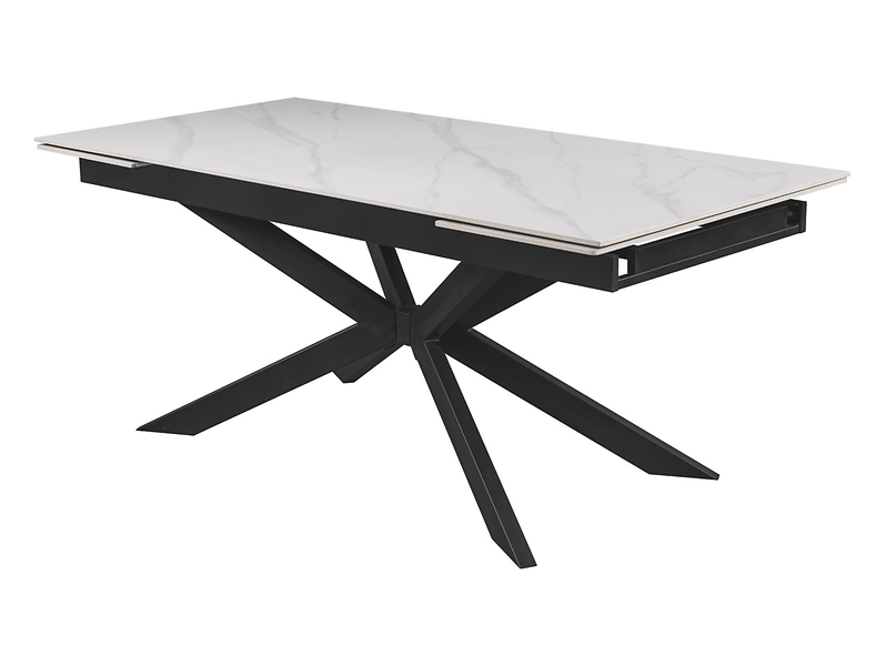 Stół rozkładany Leon 180-260x90 biało-czarny z porcelanowym blatem