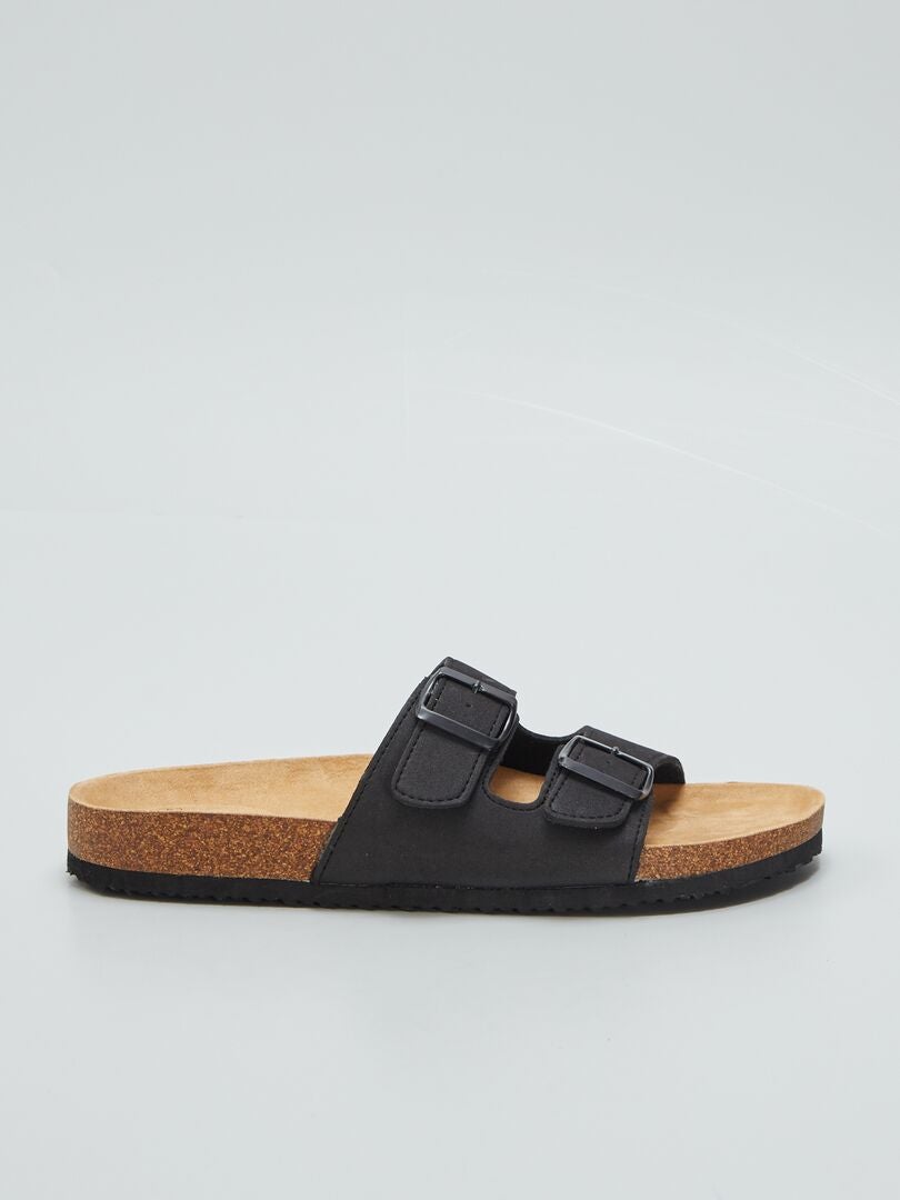 Mules com tiras - pretas