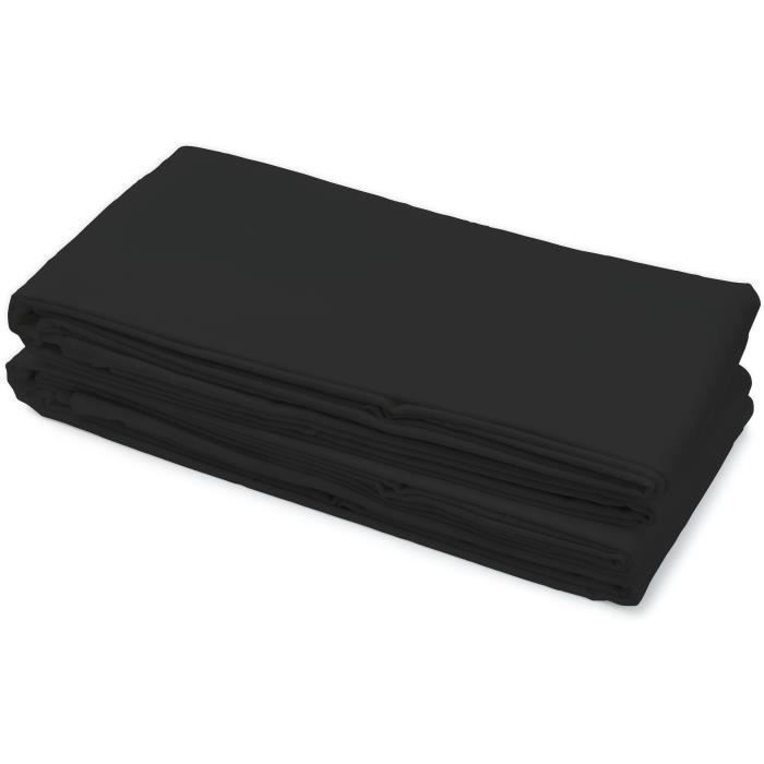 Sábana plana - HOME LINGE PASSION - HP72093 - Microfibra de 82 g - 240 x 300 cm - Negra