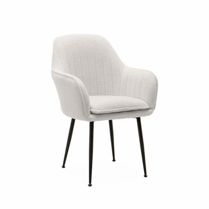 SHELLA fauteuil van metaal en bouclé
