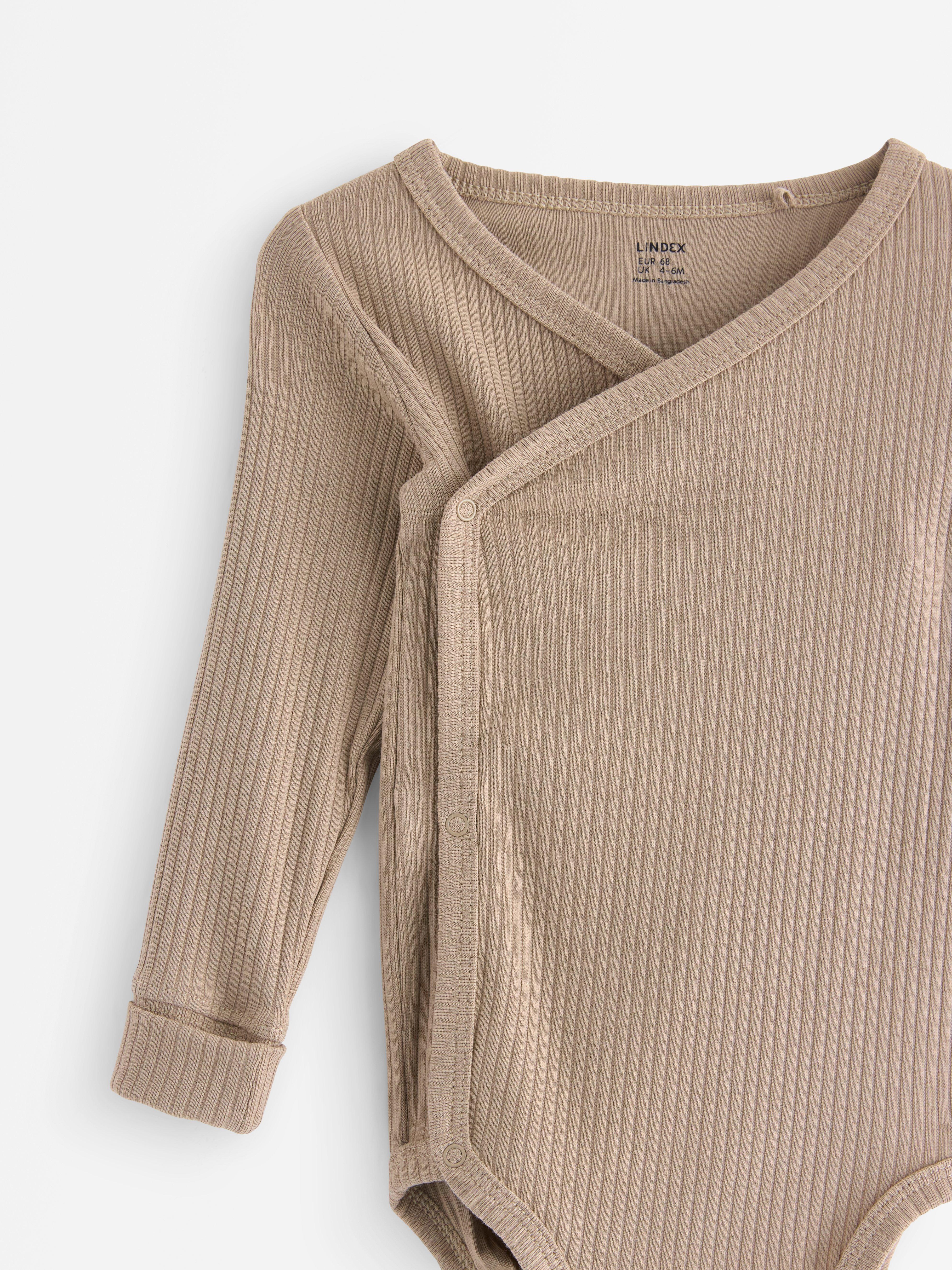Ribbet omlottbody Dusty Beige