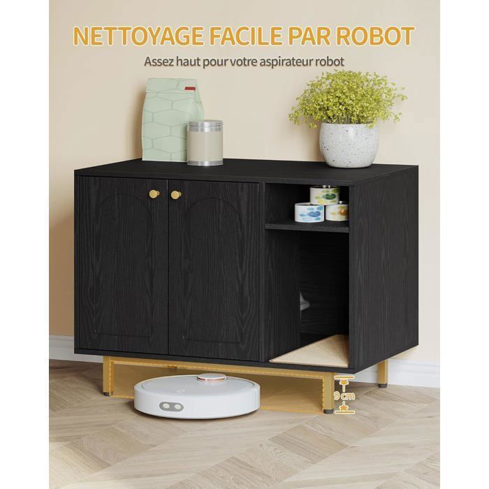 Casita para arenero de gatos, mesita auxiliar de madera para mascotas, apta para la mayoría de gatos y areneros.