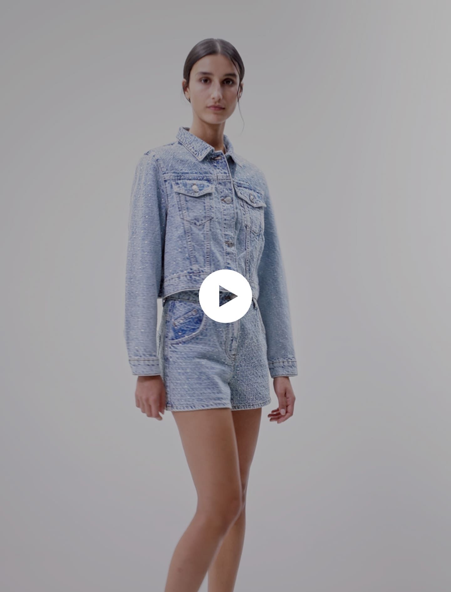 Jachetă scurtă din denim - Albastră