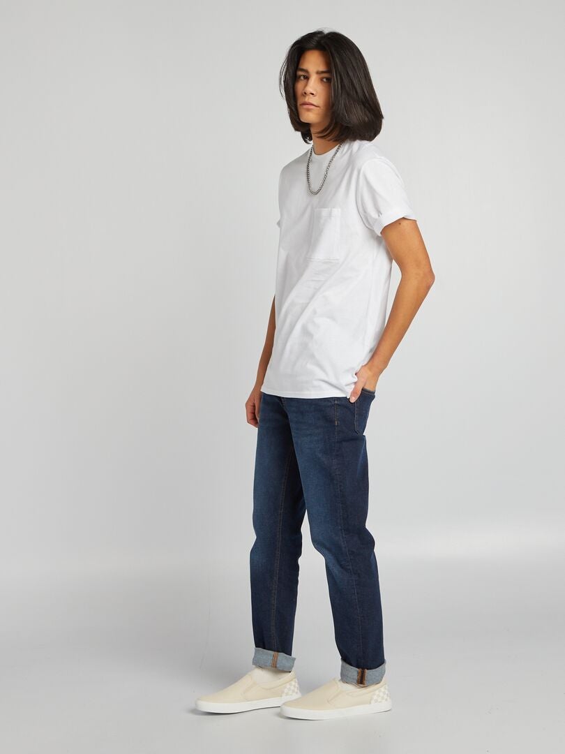 Calça jeans slim com 5 bolsos - AZUL