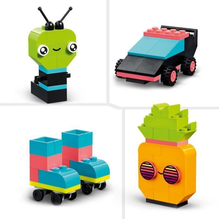 LEGO® Classic 11027 L’Amusement Créatif Fluo, Jouet Briques, avec Voiture et Alien