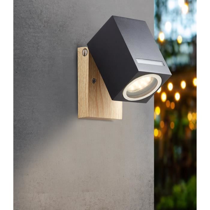 GALENI Außenwandleuchte - BRILLIANT - Schwarz/Natur - Metall/Glas - GU10 1x20W