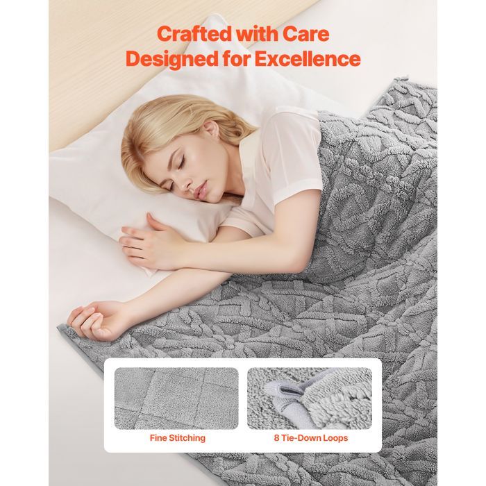 Coperta ponderata - VEVOR - 9,2 kg - Coperta pesante 152x203 cm - Morbida, calda e soffice in pile - con perline di vetro - Grigio