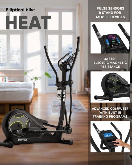 Elliptical trainer - ZIPRO - Crosstrainer Heat - 32 resistance levels - 150 kg - Compact and quiet