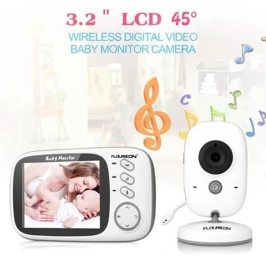 Babá eletrônica digital Floureon VB603, com câmera, sem fio, tela LCD de 2,4 GHz - Branca - Unissex