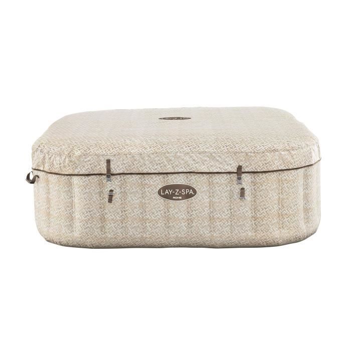 Spa hinchable BESTWAY - Lay-Z-Spa Rome - 180 chorros de aire - 201 x 201 x 71 cm - De 5 a 7 plazas - Cuadrado (cubierta, cartucho, difusor)