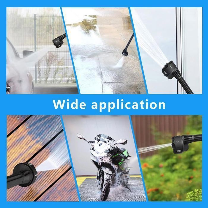 Cordless High Pressure Washer with 2 x 4000mAh Batteries, 6-in-1 Wash Gun with Tap Connector for Cars - 50bar