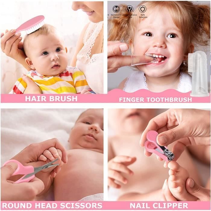 Trousse de Soin Bébé 8pcs Professionnel Trousse de Toilette Bebe Kit Soin Naissance Bebe avec Sac Transport Kit TROUSSE DE MANUCURE