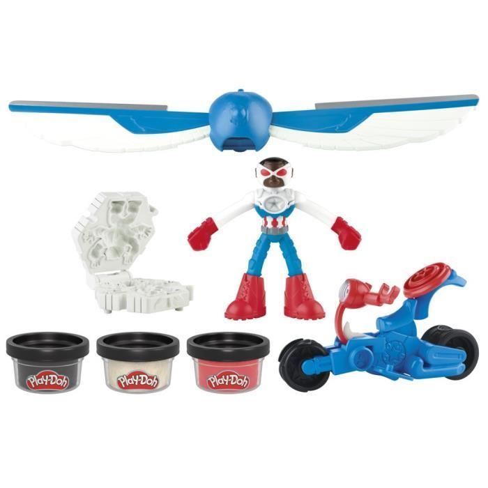 Play-Doh Captain America, set moto Sharp con personaggio flessibile, 3 accessori e pasta modellabile, età 4+, Marvel