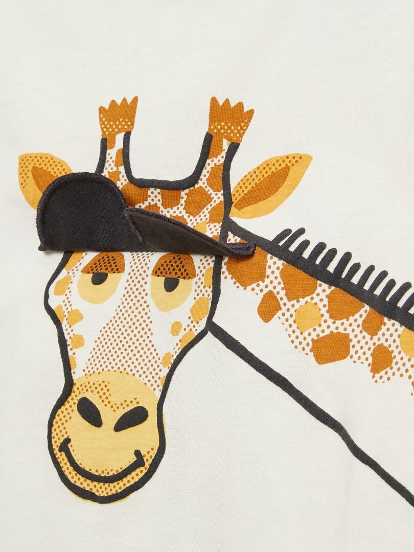 Camiseta de manga comprida com estampa - BEGE