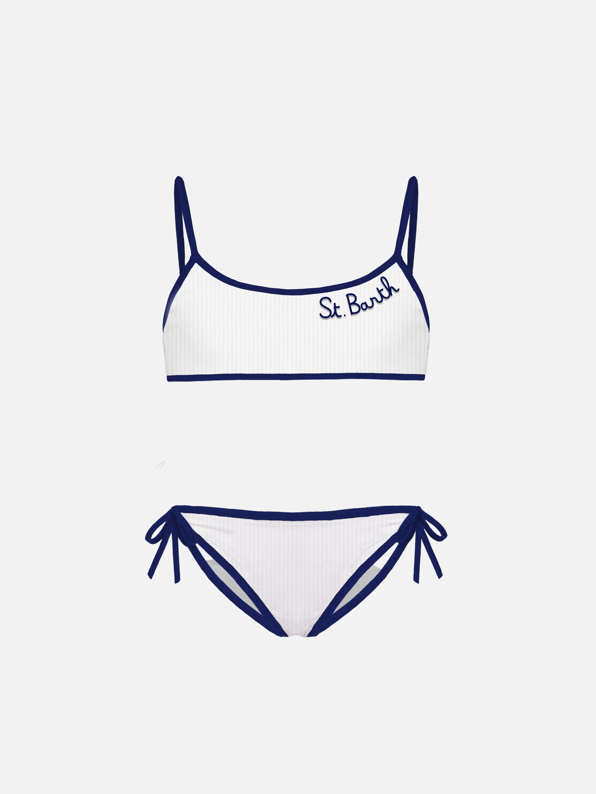 Bikini da bambina a bralette bianco
