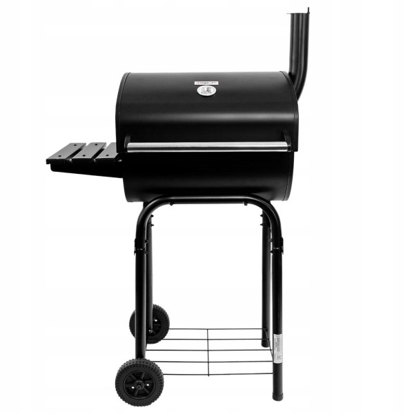 Grill Ogrodowy Węglowy Z Kominem Beczkowy 2 Chromowane Ruszty Mega-M