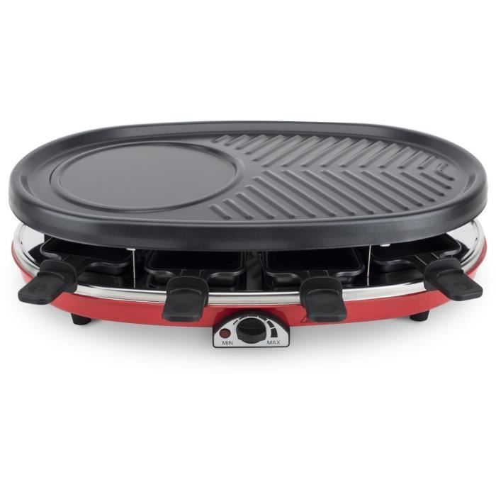 Appareil à raclette 4 en 1 HKOENIG - RP418 - Juqu'à 8 personnes - 3 plaques interchangeables - Température réglable - 1500W